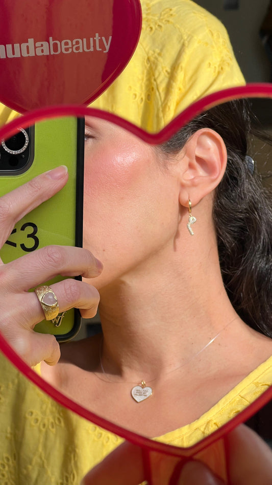 Ahrof Bubble Letter - Diamond Pavé Earrings