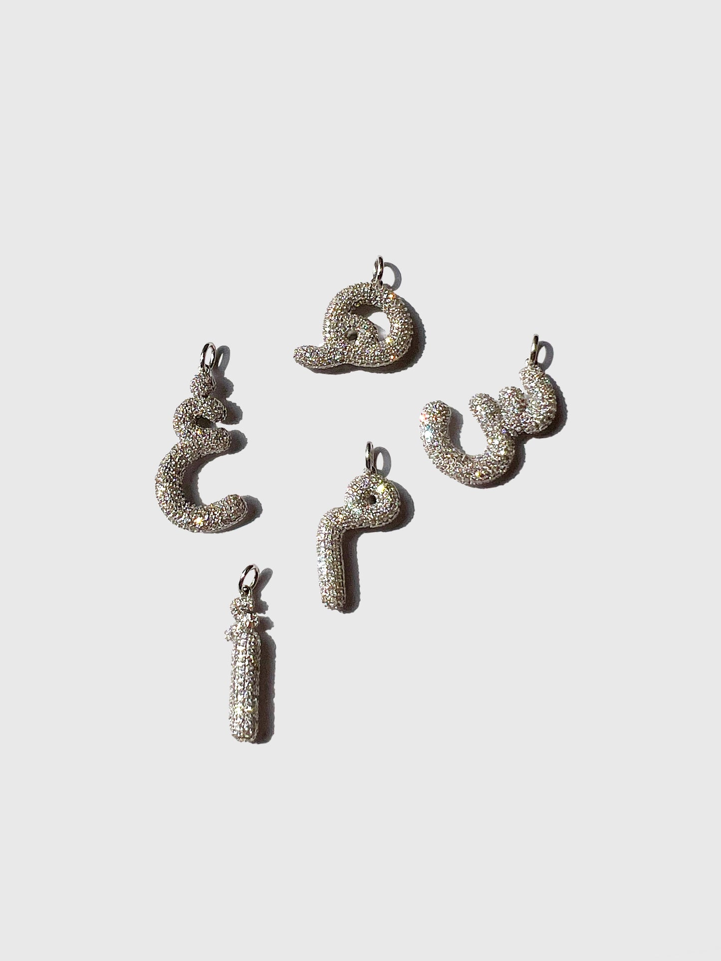Ahrof Bubble Letter - Diamond Pavé Necklace - White Gold