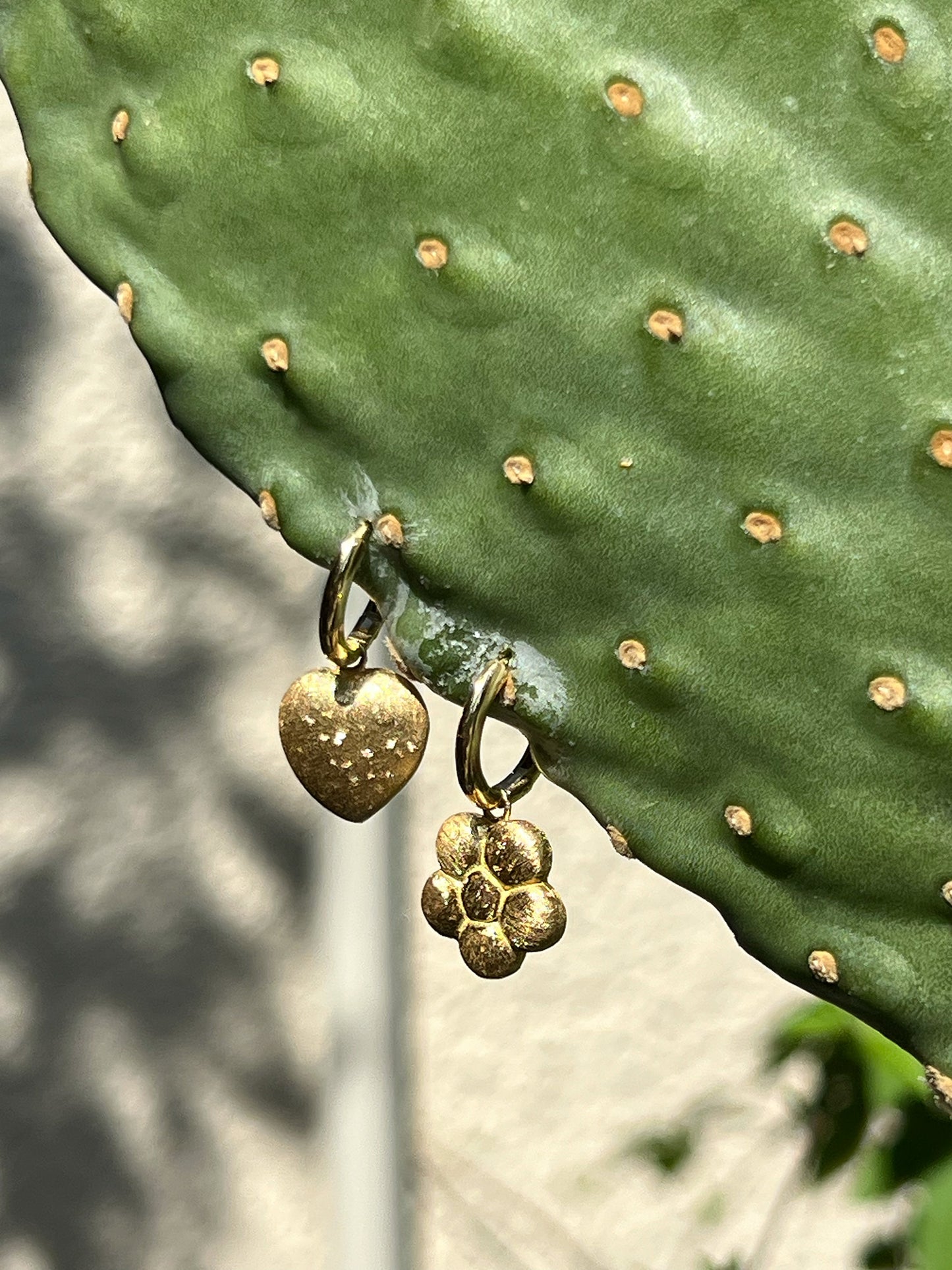 Arc Beads Mismatched Heart & Flower earrings