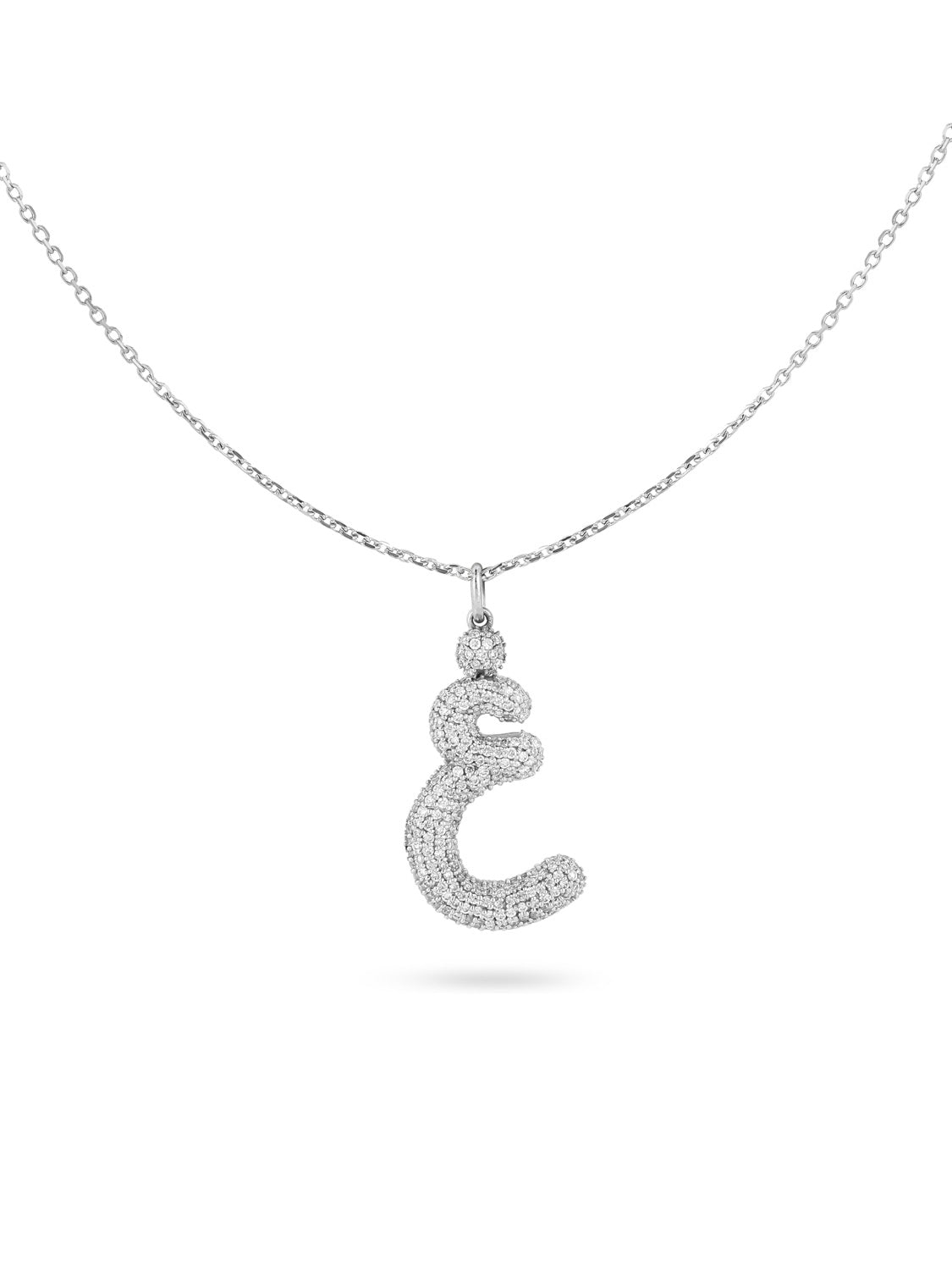 Ahrof Bubble Letter - Diamond Pavé Necklace - White Gold