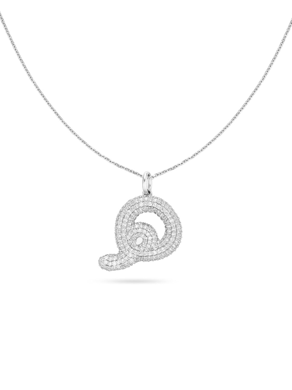 Ahrof Diamond Pavé Bubble Letter Necklace White Gold