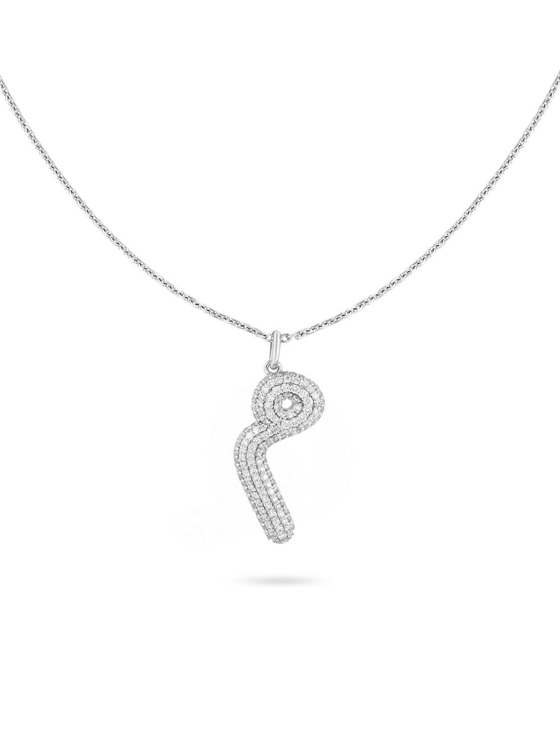 Ahrof Diamond Pavé Bubble Letter Necklace White Gold