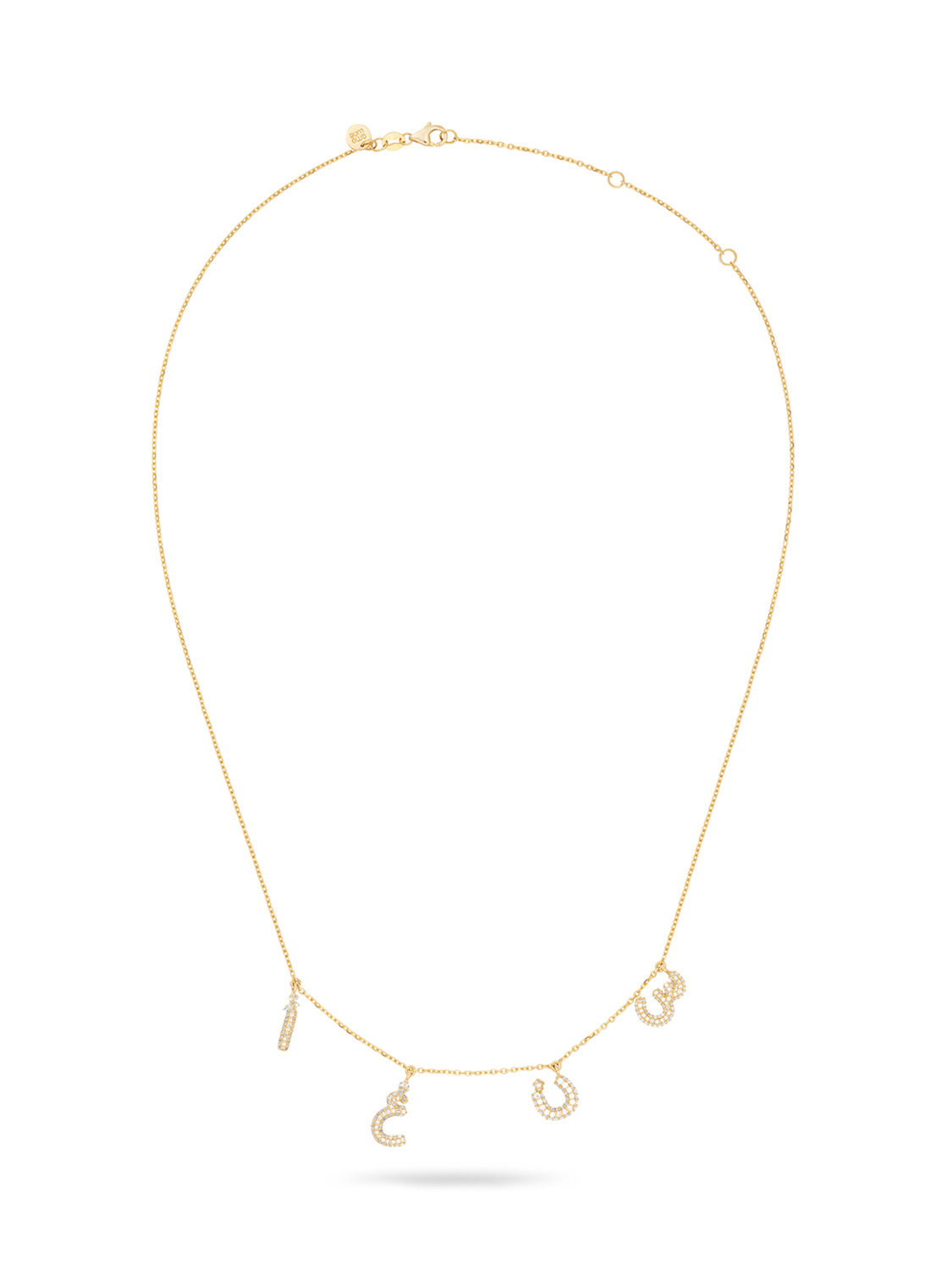Ahrof Bubble Letter - Mini Diamond Pavé Necklace - Quattro