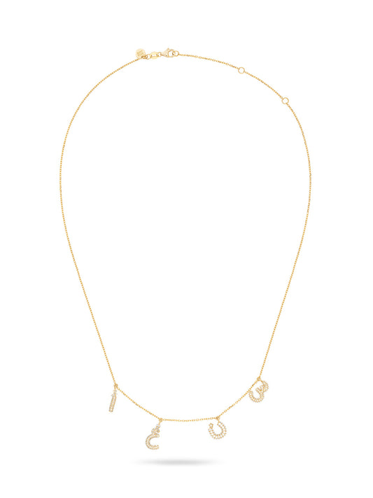 Ahrof Bubble Letter - Mini Diamond Pavé Necklace - Quattro