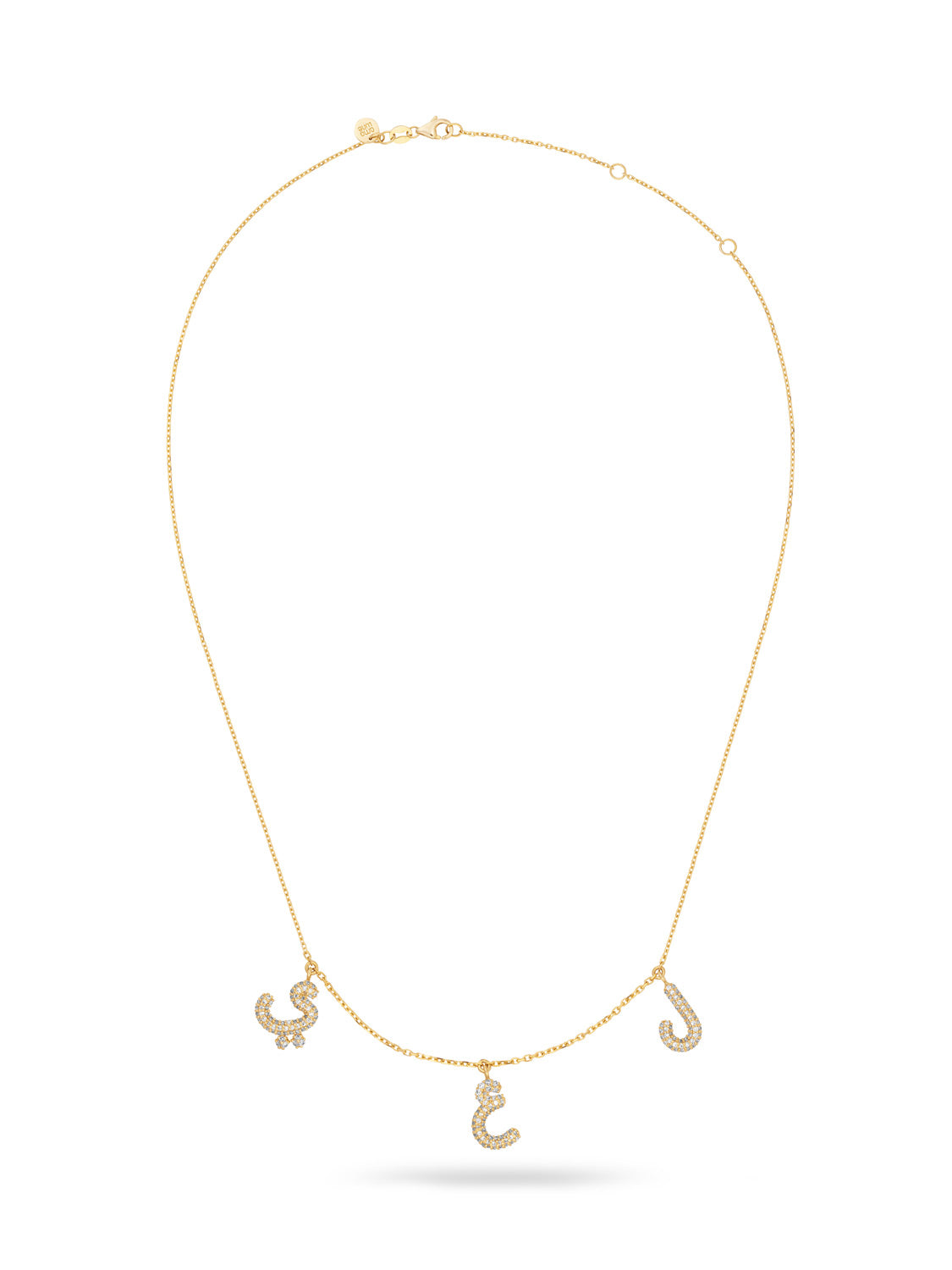 Ahrof Bubble Letter - Mini Diamond Pavé Necklace - Trio