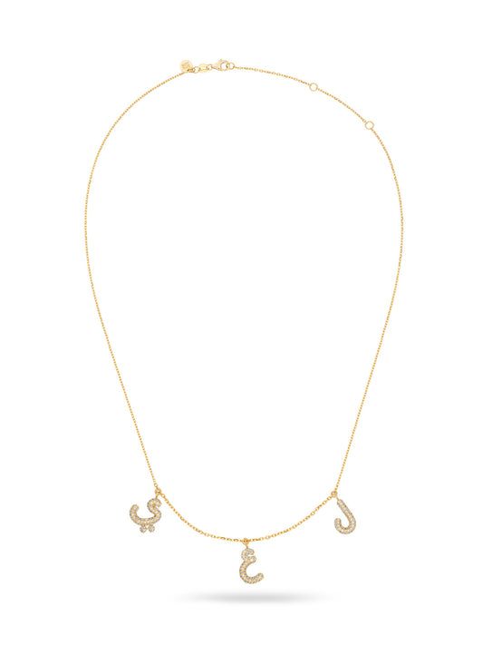 Ahrof Bubble Letter - Mini Diamond Pavé Necklace - Trio