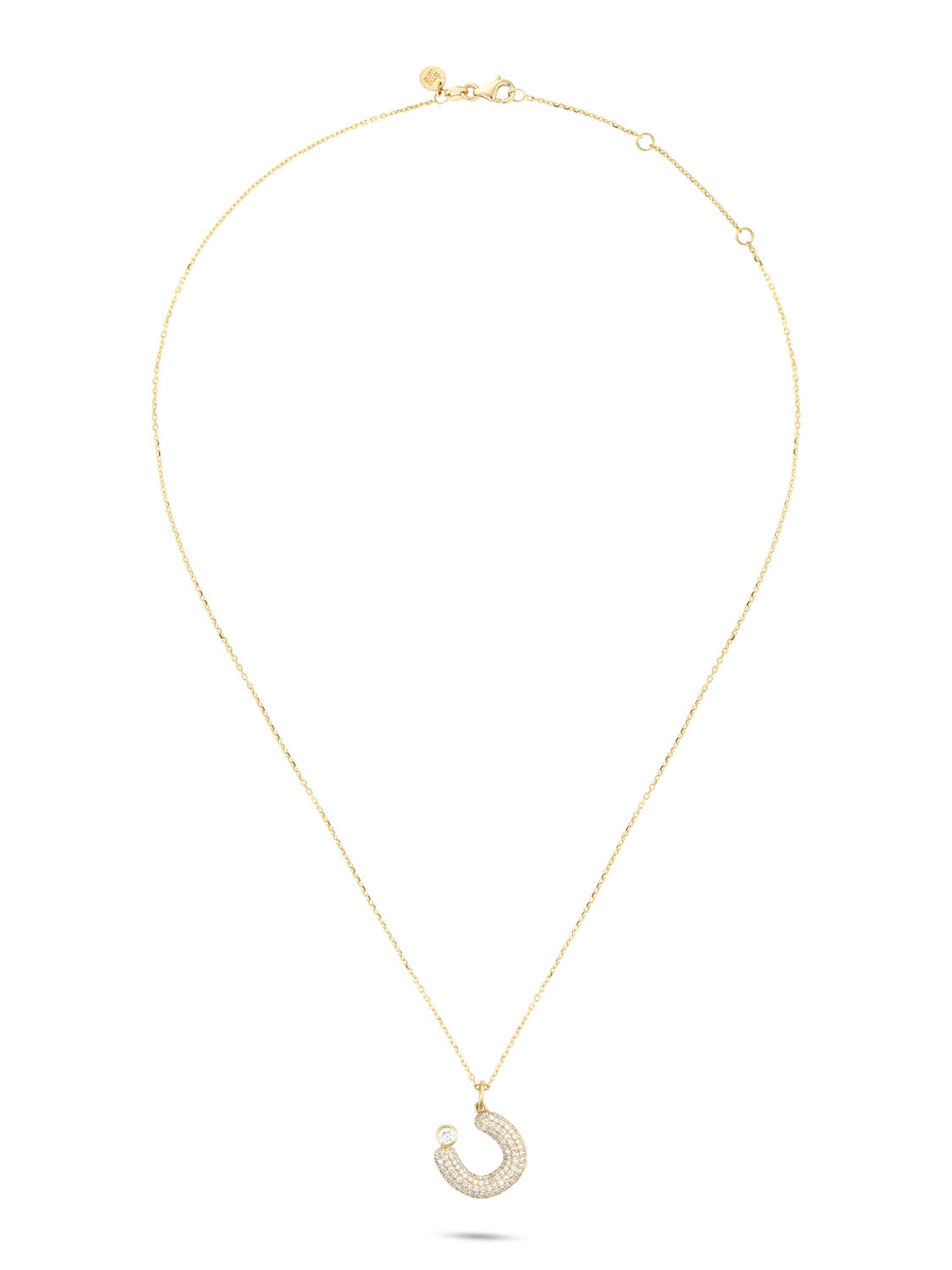Ahrof Bubble Letter - Diamond Pavé Necklace - Yellow Gold