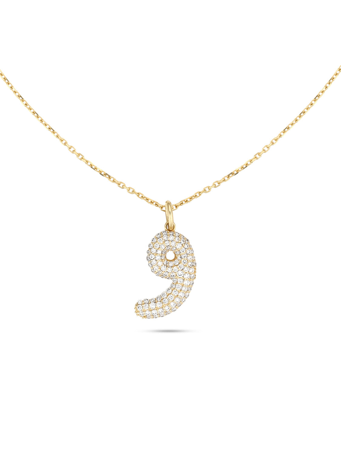 Ahrof Bubble Letter - Diamond Pavé Necklace - Yellow Gold
