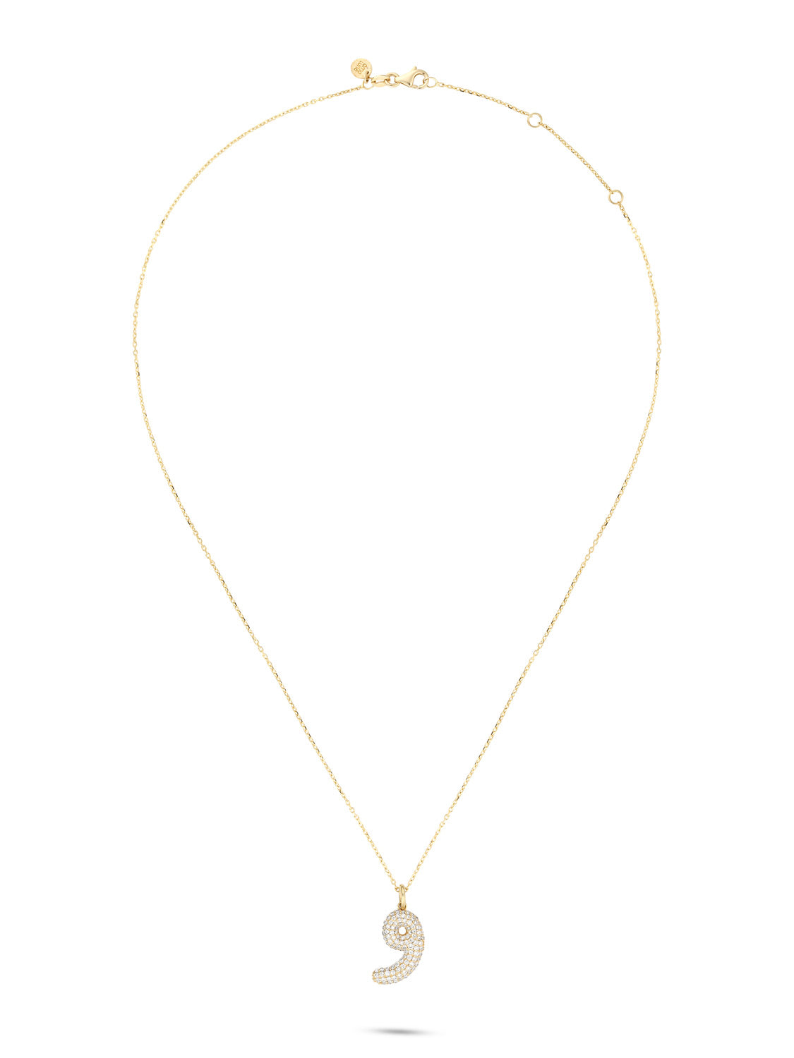 Ahrof Bubble Letter - Diamond Pavé Necklace - Yellow Gold