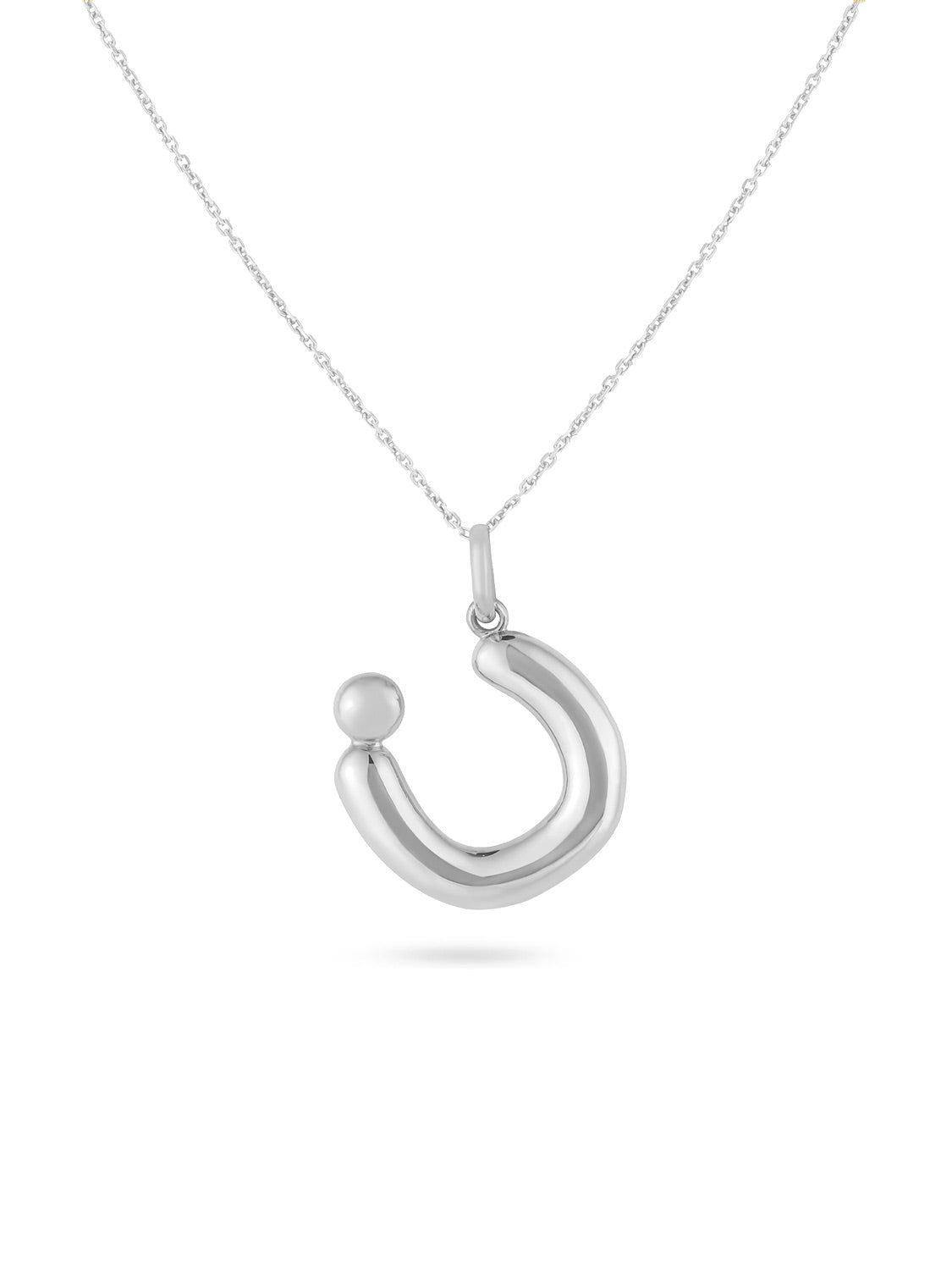 Ahrof Gold Bubble Letter Necklace White Gold