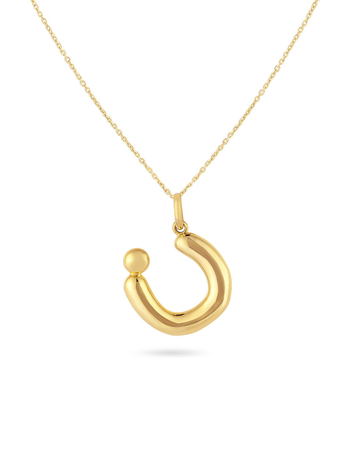 Ahrof Bubble Letter - 18k Gold Letter Necklace