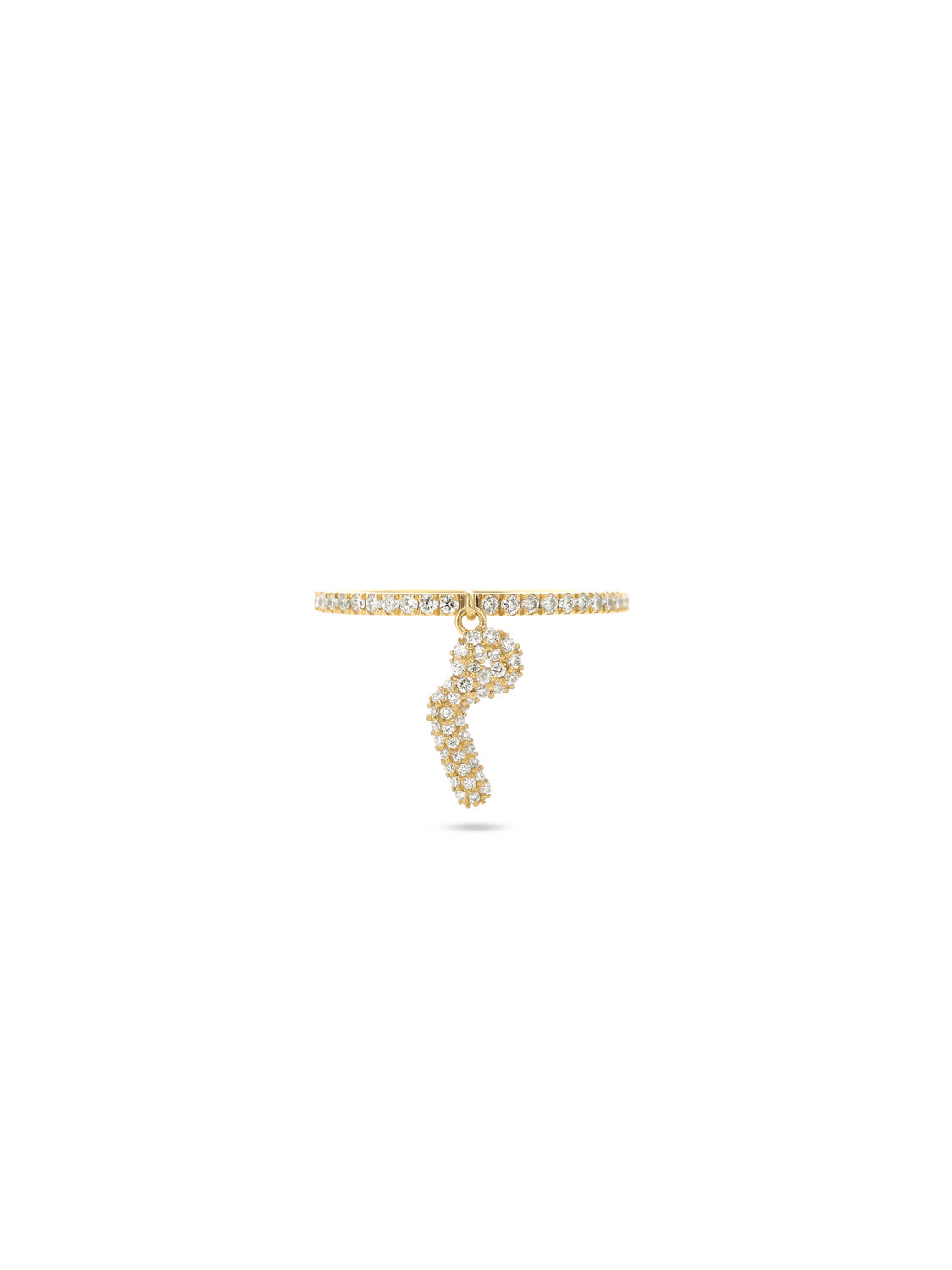 Ahrof Bubble Letter - Diamond Pavé Tassle Ring