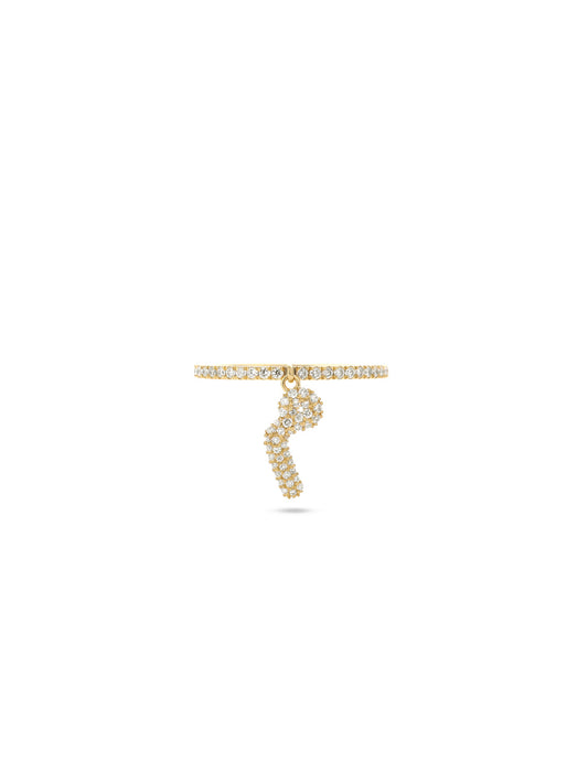 Ahrof Bubble Letter - Diamond Pavé Tassle Ring
