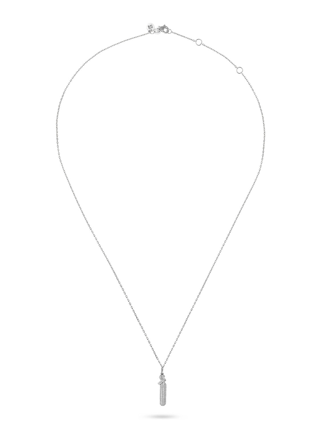 Ahrof Bubble Letter - Diamond Pavé Necklace - White Gold