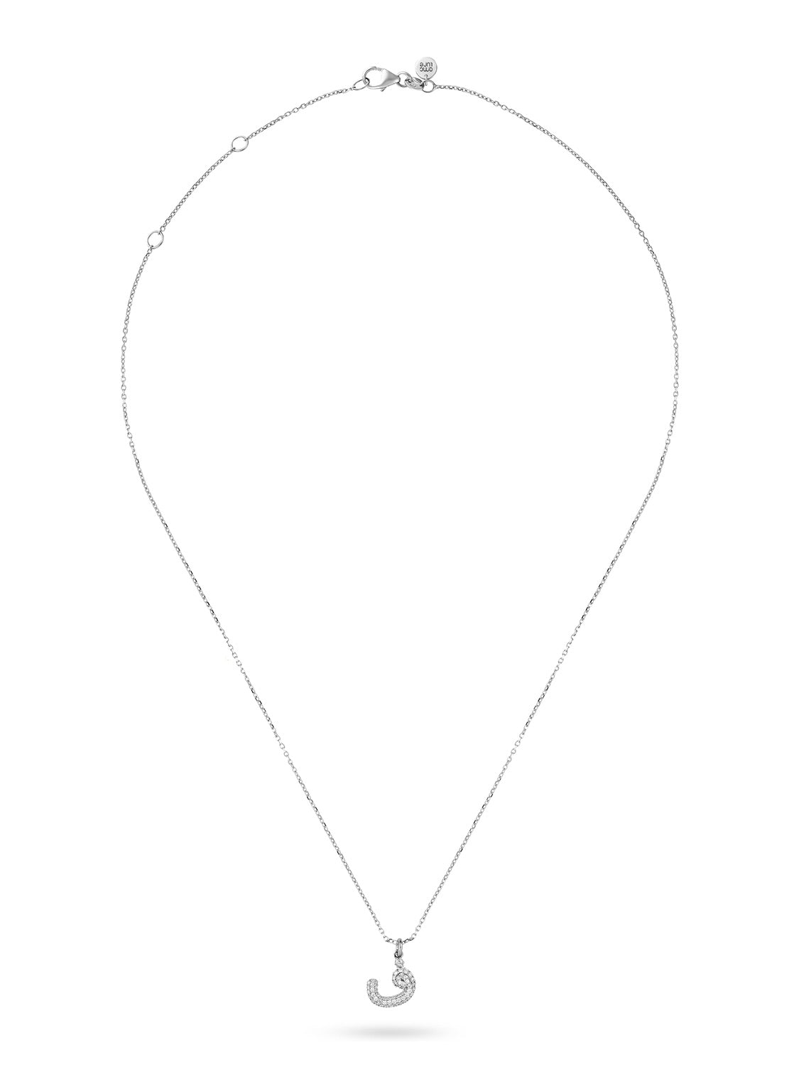 Ahrof Bubble Letter - Mini Diamond Pavé Necklace - White Gold