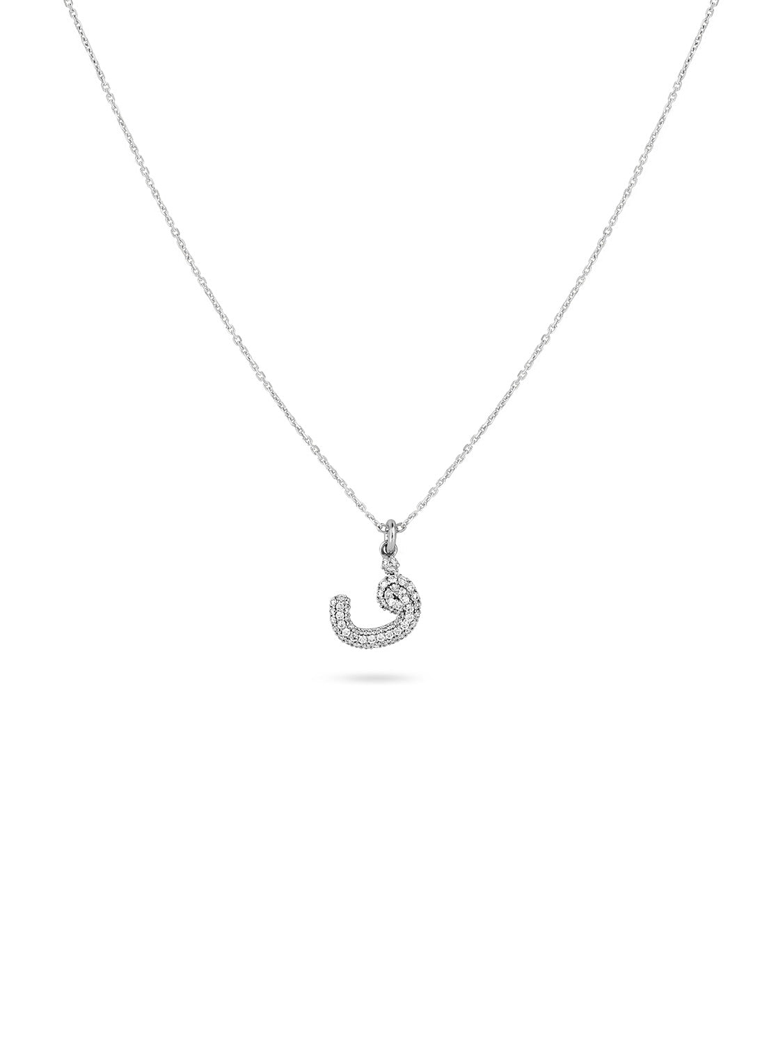 Ahrof Bubble Letter - Mini Diamond Pavé Necklace - White Gold