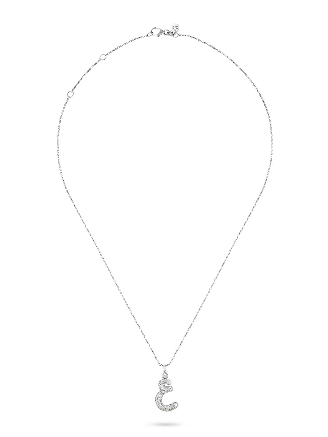 Ahrof Bubble Letter - Diamond Pavé Necklace - White Gold