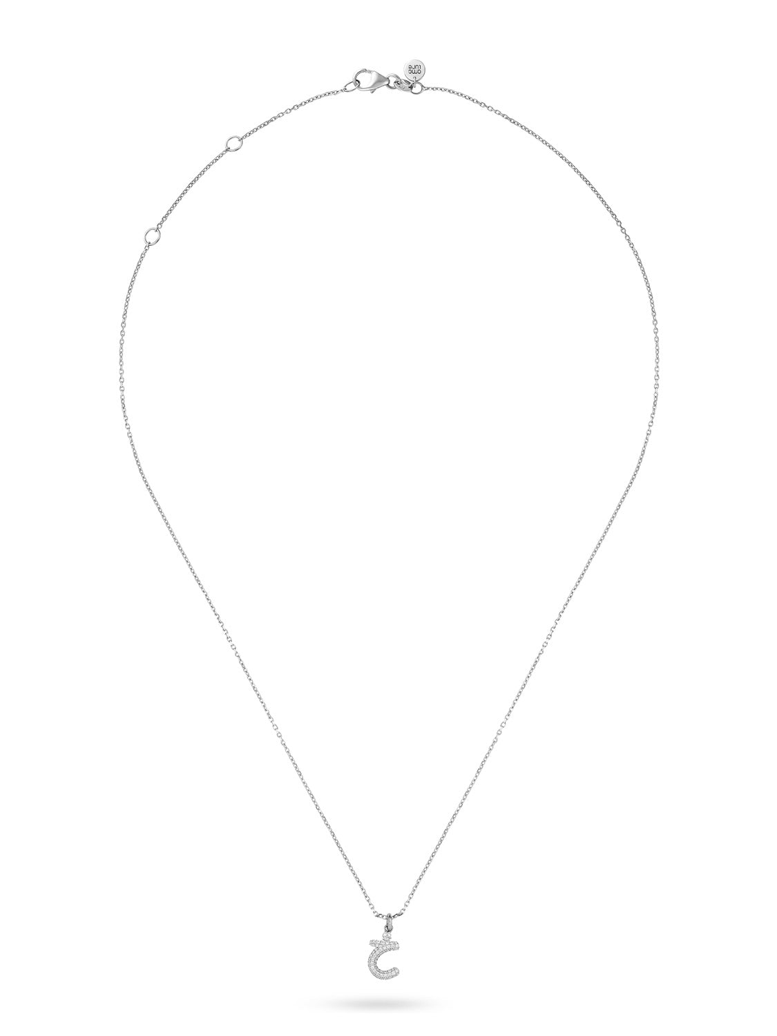 Ahrof Bubble Letter - Mini Diamond Pavé Necklace - White Gold