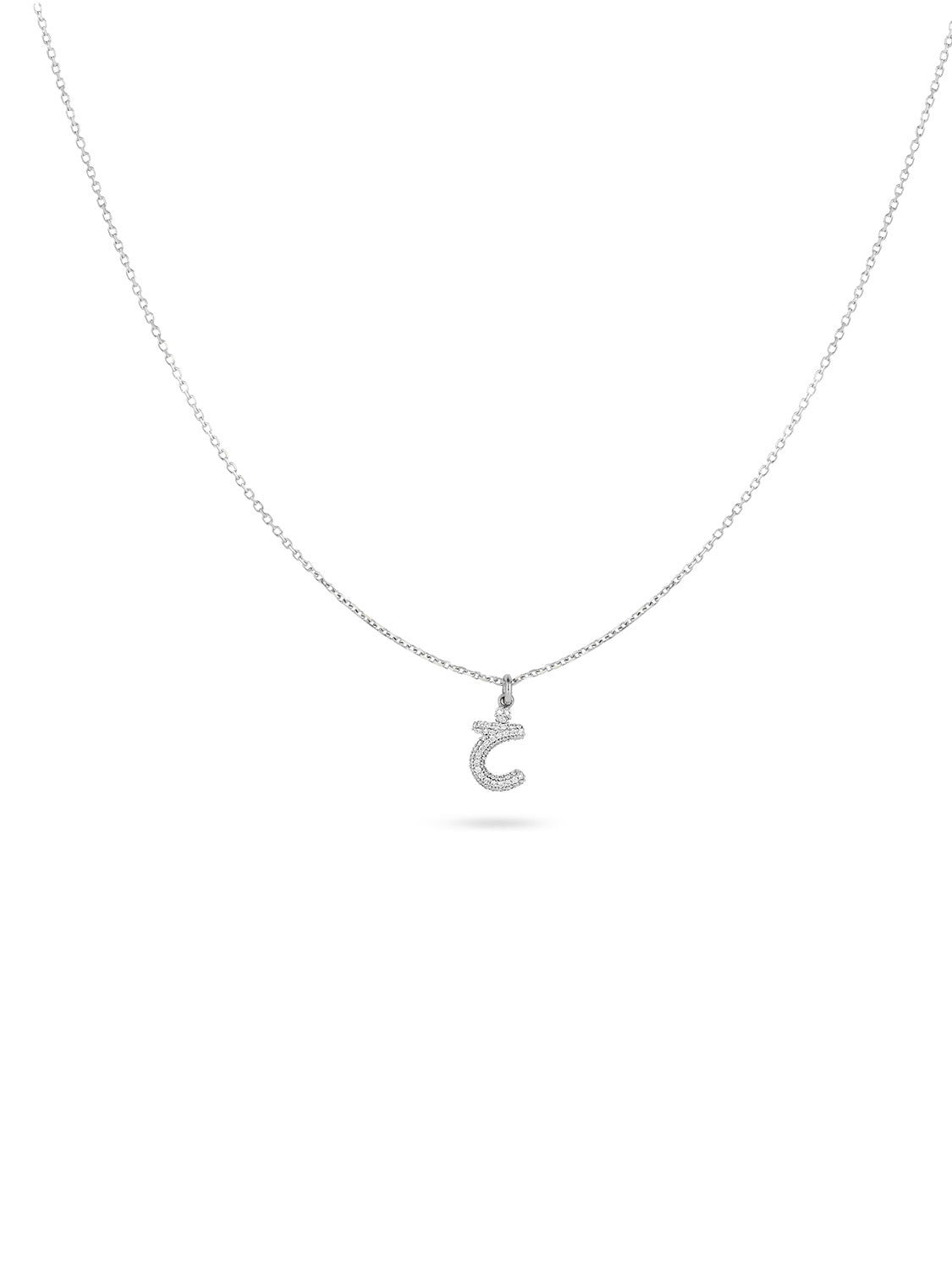 Ahrof Bubble Letter - Mini Diamond Pavé Necklace - White Gold
