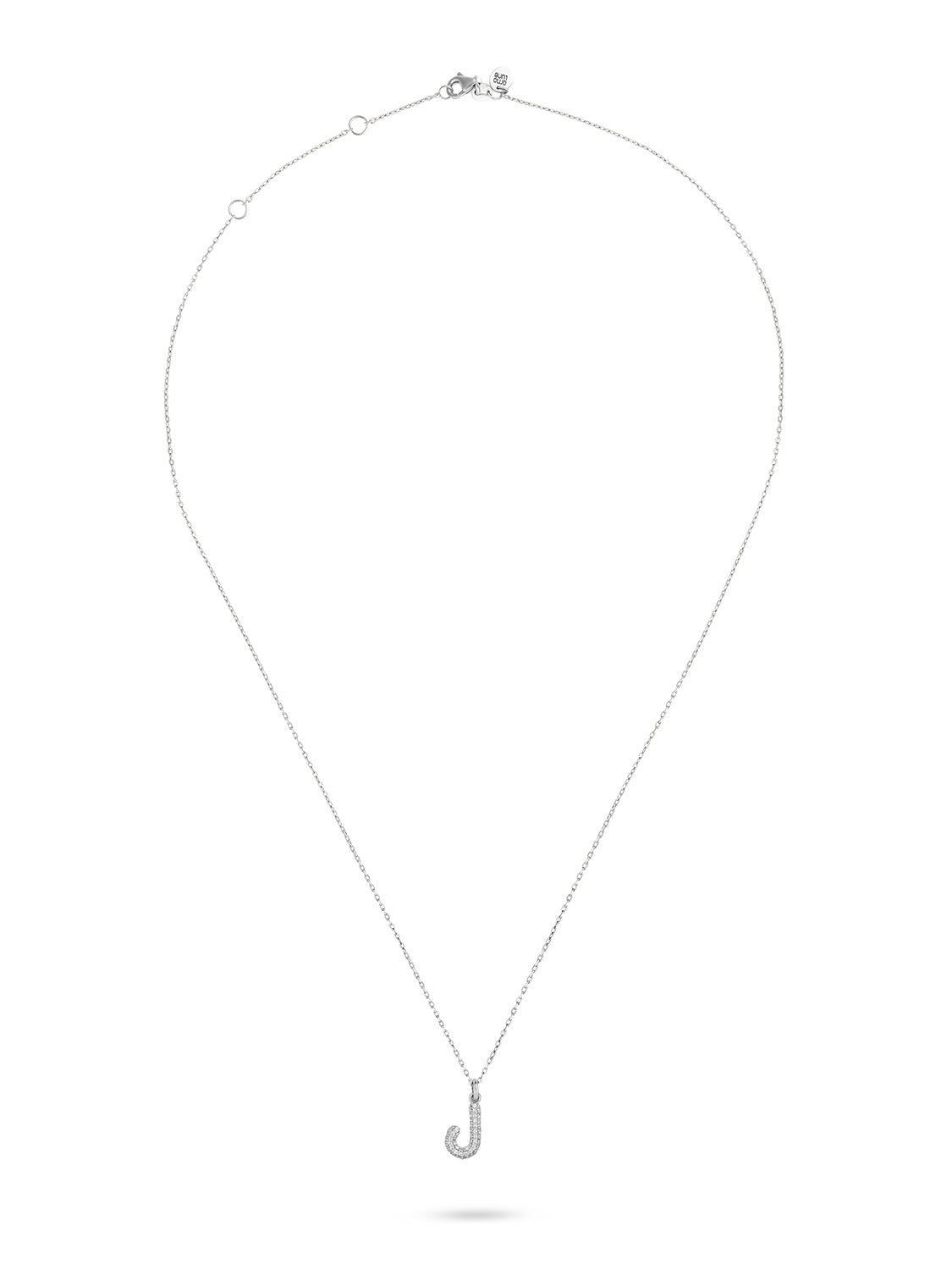 Ahrof Bubble Letter - Mini Diamond Pavé Necklace - White Gold