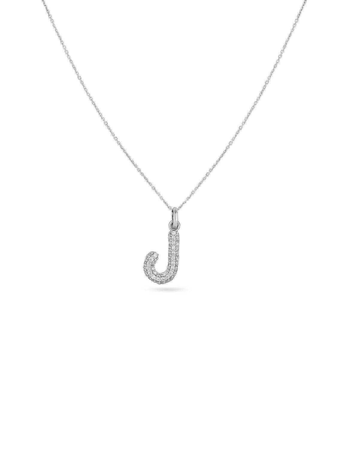 Ahrof Bubble Letter - Mini Diamond Pavé Necklace - White Gold