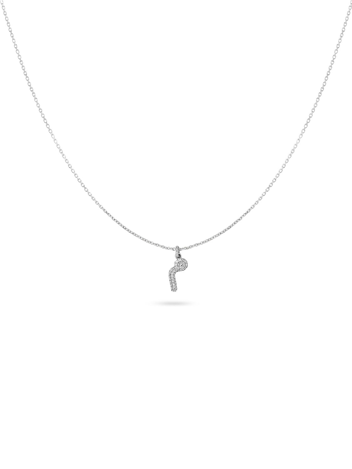 Ahrof Bubble Letter - Mini Diamond Pavé Necklace - White Gold