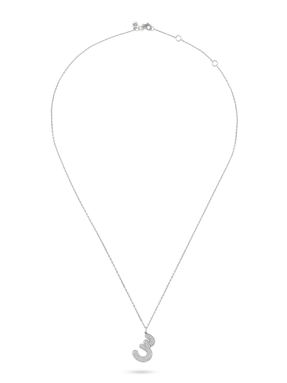 Ahrof Bubble Letter - Diamond Pavé Necklace - White Gold