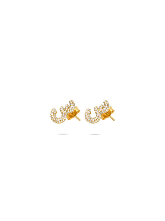Ahrof Bubble Letter - Mini Diamond Pavé Studs