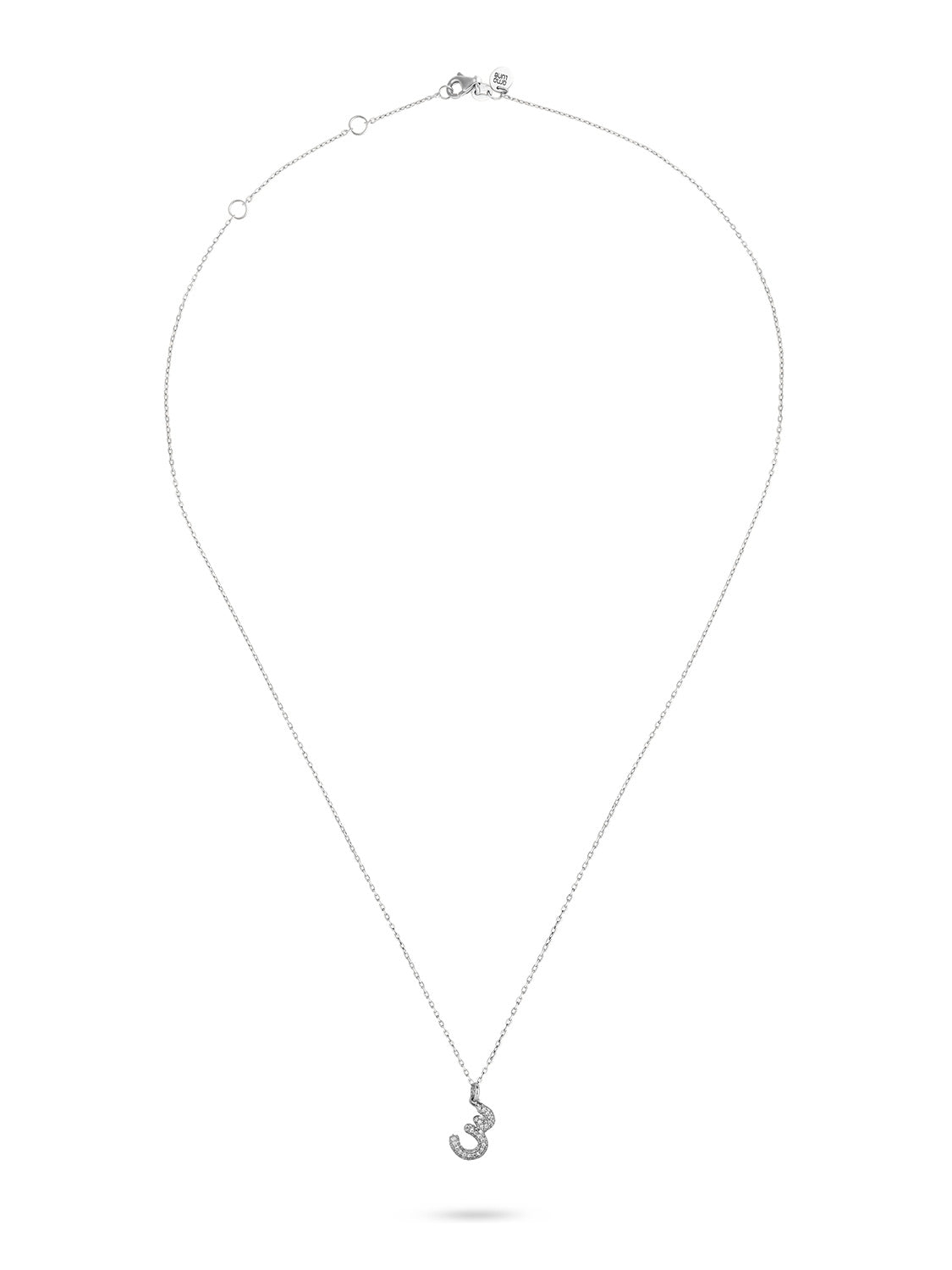 Ahrof Bubble Letter - Mini Diamond Pavé Necklace - White Gold