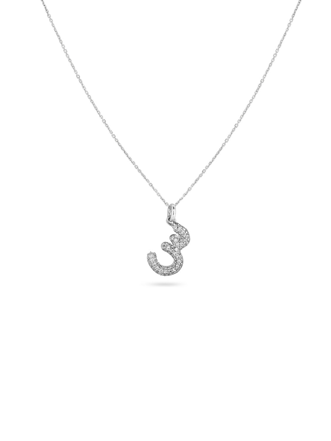 Ahrof Bubble Letter - Mini Diamond Pavé Necklace - White Gold