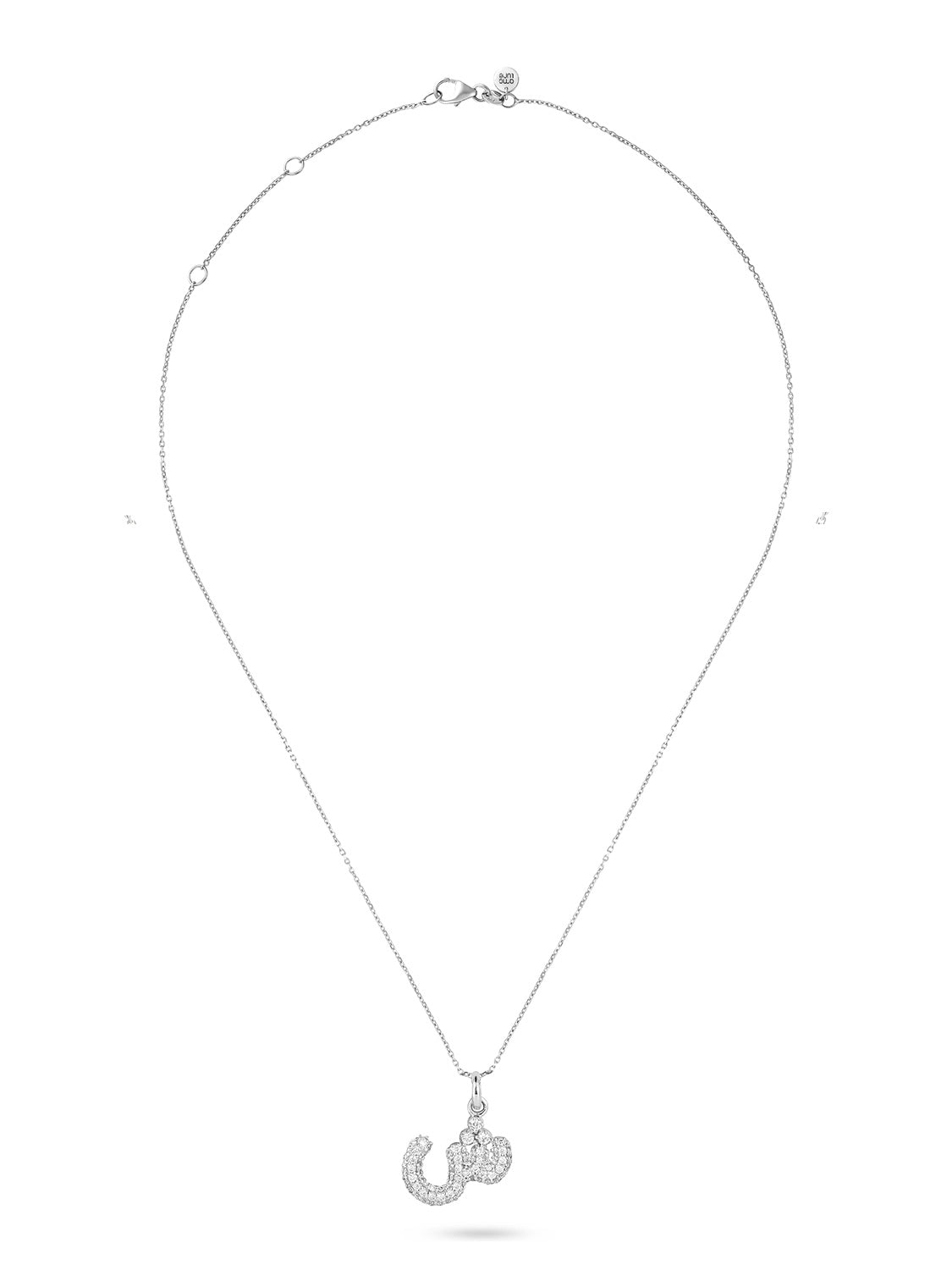 Ahrof Bubble Letter - Mini Diamond Pavé Necklace - White Gold