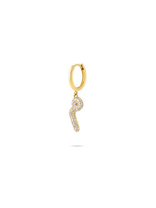 Ahrof Bubble Letter - Diamond Pavé Single Letter Earring - Yellow Gold