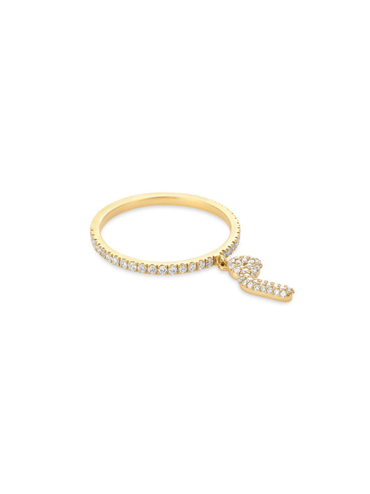Ahrof Bubble Letter - Diamond Pavé Tassle Ring